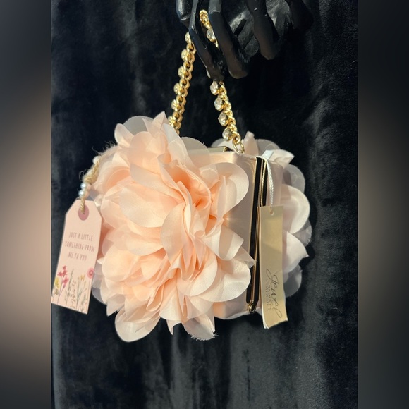 Jewel Badgley Mischka Blush Natasha Ruffle Box Clutch-NWT - Picture 10 of 13